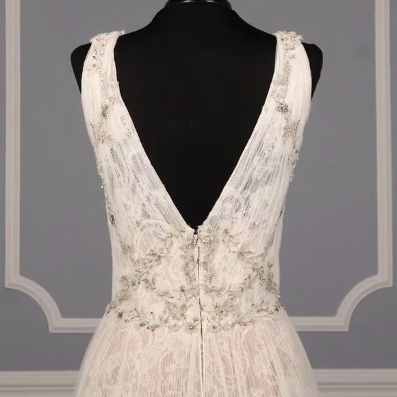 Isabelle Armstrong Willow Wedding Dress Sz 10 Lace, Beads, Tulle Bridal Gown - Picture 6 of 12